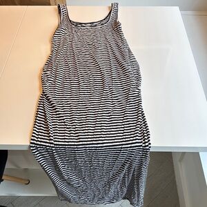 Black and White Striped Sleeveless maternity Dress